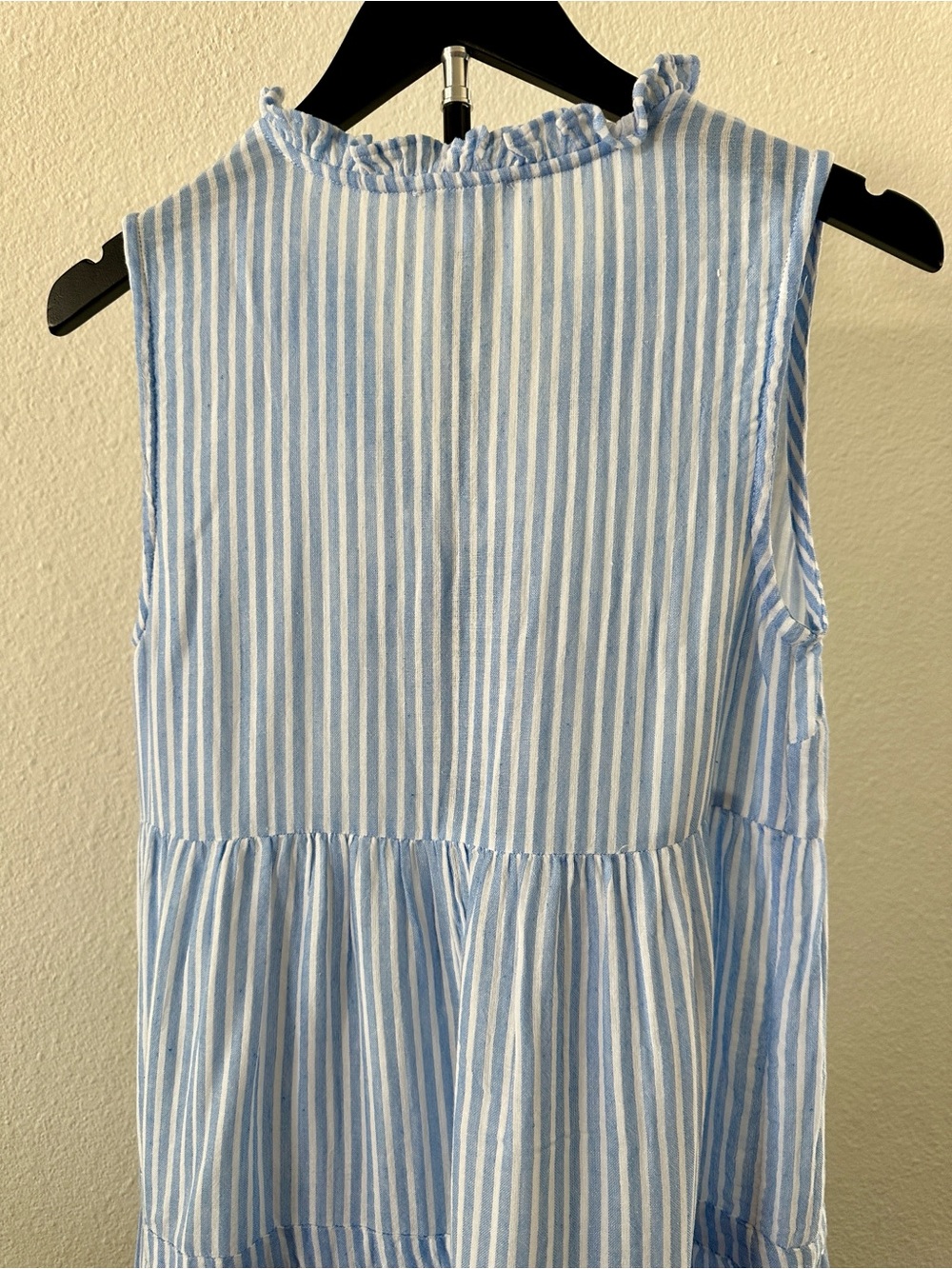 Johnny Was Calme Tiered V-Neck Midi Dress Blue Carana stripe sz XS COTTON - Picture 6 of 8
